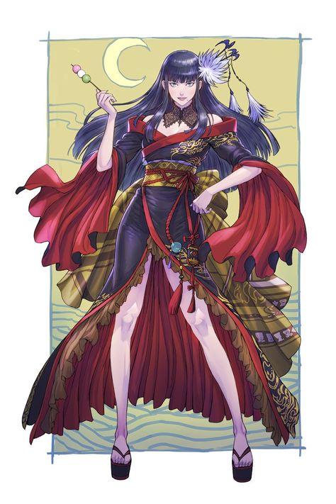 Off Shoulder Kimono, Yotsuyu Goe Brutus, Fantasy Kimono Design, Off Shoulder Kimono Japanese, Revealing Kimono Drawing, Off The Shoulder Kimono Anime, Final Fantasy Xiv Black Mage, Rave Hats, Ffxiv Dancer Glamour