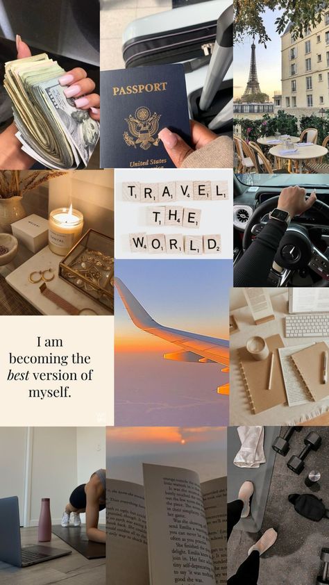 Aesthetic Visionboard, Vision Board Collage, Manifesting Vision Board, Money Luxury, Vision Board Examples, Board Wallpaper, Wish Board, Vision Board Images, Career Vision Board