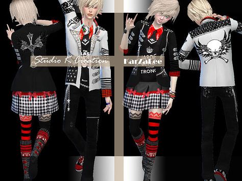 Studio Creation: Kera Rock Sims 4 Punk Clothes Cc, Sims Cc Alt Clothes, Sims 4 Vkei Cc, Vkei Sims 4, The Sims 4 Cc Vkei, Sims 4 Controls, Sims 4 Family, Female Clothes, Sims 4 Anime