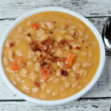 Copycat Campbell's Bean & Bacon Soup Recipe | Yummly Bean With Bacon Soup Recipe, Bean Bacon Soup, Bean With Bacon Soup, Bacon Soup Recipes, Salt Making, Bean And Bacon Soup, Making Chicken, Bacon Soup, Ham And Beans