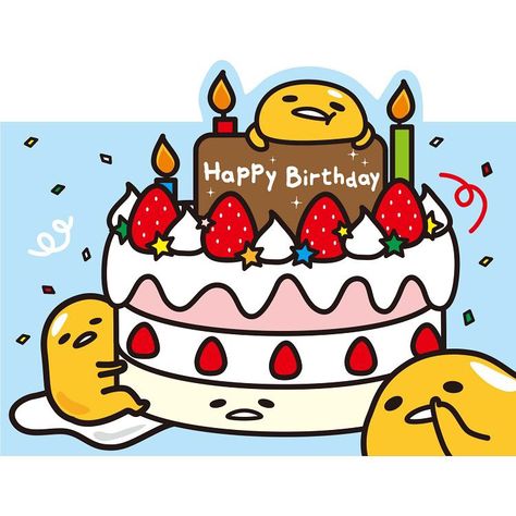 My B day! Just in time Gudetama Birthday, Cute Good Morning Gif, Happy Birthday Drawings, Happy Birthday Illustration, Egg Pictures, Birthday Painting, Birthday Illustration, Pen Pal Letters, Gift Tags Diy