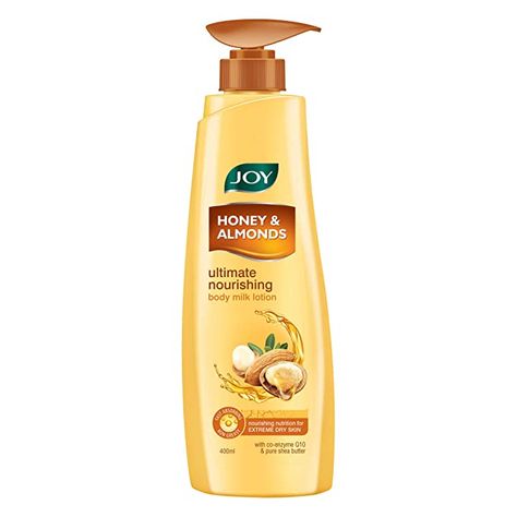 Offer Price: Rs 160.00 Regular Price: Rs 265.00 Ultimate nourishing lotion enriched with the goodness of Almond Oil, Honey & Vitamin E. This body lotion features a combination of shea butter, sweet almond oil and co-enzyme Q10 - the three indulging ingredients renowned for their skin nourishing qualities. Honey moisturises the skin making it smooth, firm and youthful. Almond oil protects the skin from dryness and wrinkles. Joy Body lotion relieves dry skin by moisturising the skin intensely to p Body Milk Lotion, Shea Butter Body Lotion, Milk Lotion, Honey Brand, Extremely Dry Skin, Honey Almonds, Lotion For Dry Skin, Hydrating Moisturizer, Winter Skin Care