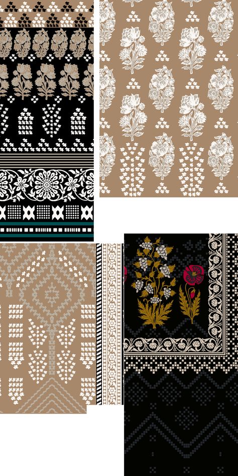 Chunri Border, Ethnic Pattern Design, Stencils Online, African Pattern Design, Fabric Paint Diy, Adobe Illustrator Graphic Design, Ajrakh Prints, Textile Prints Design, Prints Design