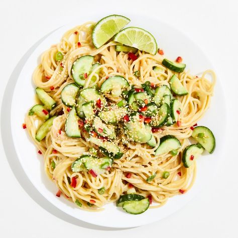 This recipe for cold miso-sesame noodles might be the ultimate dinner-to-desk lunch dish. It yields enough for four hungry people, plus plenty of leftovers.  NOTE: sub out spaghetti for zucchini or carrot noodles Miso Noodles, Cold Noodles Recipes, Sesame Noodles Recipe, Miso Recipe, Noodle Salad Cold, Desk Lunch, Sesame Noodles, Cold Noodles, Miso Dressing