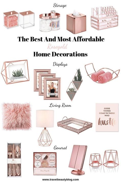 Rose Gold Home Decor, Room Decor Bedroom Rose Gold, Rose Gold Room Decor, Rose Gold Rooms, Teenage Room Decor, Gold Room Decor, Gold Rooms, Dekor Diy, Gold Home Decor