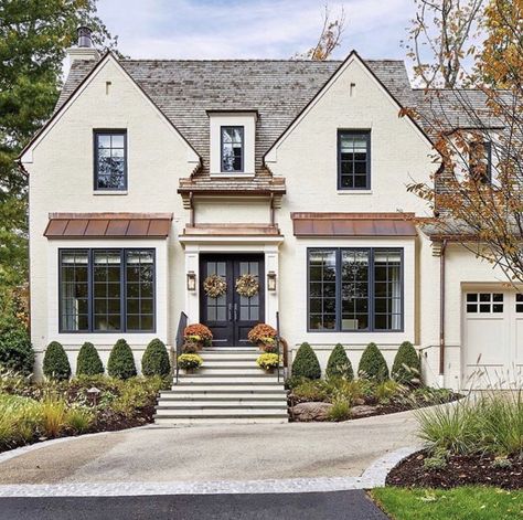 Copper Roof House, French Country Exterior, Cedar Shake Roof, Shake Roof, Exterior Home Design, Copper Roof, Exterior Home, Ideas Vintage, White Brick