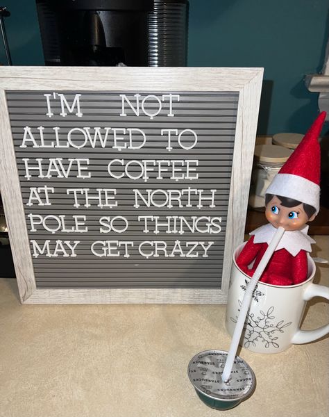 Elf On The Shelf Coffee Shop, Elf Coffee Ideas, Starbucks Elf On The Shelf, Elf On The Shelf Coffee Ideas, Elf On The Shelf Starbucks, Elf On The Shelf Coffee, Elf Ideas Easy, Awesome Elf On The Shelf Ideas, Coffee Ideas