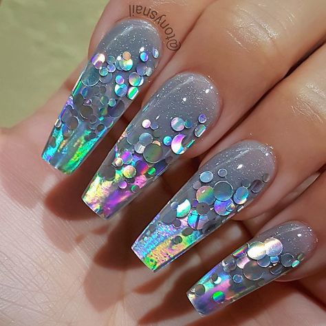 2,325 Likes, 12 Comments - Tony's Nails (@tonysnail) on Instagram: “Holo holo holo SHOP NOW Www.Missuamerica.com” Ongles Bling Bling, Confetti Nails, Glam Nails, Nail Designs Glitter, Holographic Nails, Beautiful Nail Art, Bling Nails, Summer Nail, Creative Nails