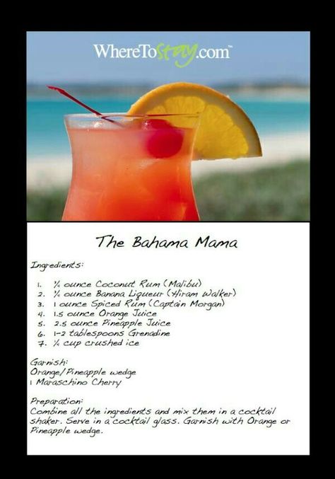 Bahama Mama Drink, Fruity Mixed Drinks, Liquor Drinks, Bahama Mama, Fruity Drinks, Rum Drinks, Tropical Drink, Coconut Rum, Spiced Rum