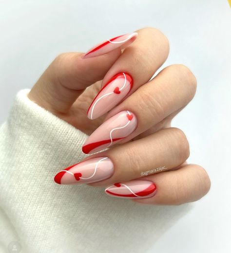 Nails February, Red Valentine, February Nails, Blush Nails, Pink Acrylic Nails, Heart Nails, Chic Nails, Valentine's Day Nails, Valentines Nails