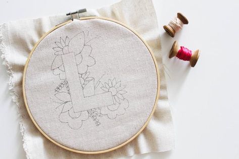 Letter L Embroidery, Initials Embroidery, L Embroidery, Pattern Embroidery Design, Embroidery Pattern Floral, Pdf Embroidery Pattern, Floral Embroidery Patterns, Embroidery Letters, Letter L