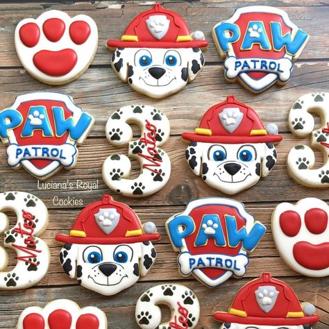 @lucianasroyalcookies shared a photo on Instagram: “Marshall from Paw Patrol ❤️💙 . . . . . . . . . . . #decoratedcookies #customcookies #colorfulcookies #sugarcookies #cookies #royalicing…” • Jul 7, 2020 at 2:59am UTC Marshall From Paw Patrol, Paw Patrol Birthday Decorations, Paw Patrol Party Decorations, Paw Patrol Cookies, Paw Patrol Cupcakes, Paw Patrol Birthday Theme, Paw Party, Paw Patrol Birthday Cake, Paw Patrol Cake