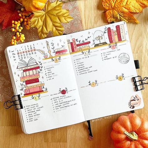 Fall Tbr Bullet Journal, September Spread Bullet Journal, September Bullet Journal Weekly Spread, Bullet Journal October Theme, Bullet Journal October Spread, Bullet Journal Ideas Templates, Creating A Bullet Journal, Bullet Journal Paper, Bulletin Journal Ideas