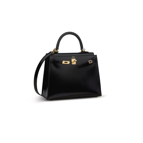 A BLACK CALF BOX LEATHER SELLIER KELLY 25 WITH GOLD HARDWARE, HERMÈS, 2019 | Christie's Kelly 25 Black, Hermes Kelly 25, Kelly 25, Mini Kelly, Black Box, A Black, Gold Hardware, Bring It On, Leather