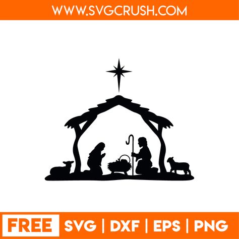 Nativity Svg, Christmas Tree Silhouette, Nativity Silhouette, Cricut Christmas Ideas, Smoothie Healthy, Christmas Jesus, Christmas Svg Files, Religious Christmas, Cricut Free