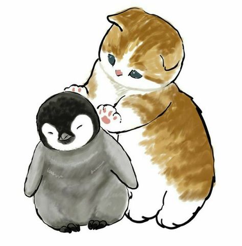 Cat And Penguin, Cute Cat Costumes, Sand Cat, Iphone Wallpaper Cat, Kitten Drawing, Animal Drawings Sketches, Cat Pose, Cat Icon, Kawaii Cat