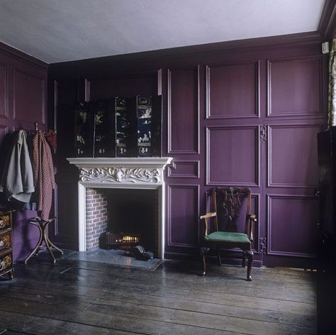 plum divinity / purple / boho / bohemian / goth / interior design / living / home / house Goth Interior Design, Plum Cottage, Goth Interior, Purple Interior Design, Deco Violet, Purple Interior, Purple Rooms, Purple Home, Purple Walls