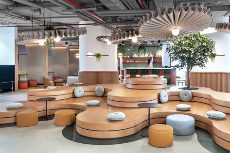 Sixth Form Hub, Dubai, UAE — Lulie Fisher Design Studio Form In Interior Design, Content Creation Space, Wellness Center Design, Hub Design, Tiered Seating, Lobby Seating, Sixth Form, Corporate Interiors, Lounge Design