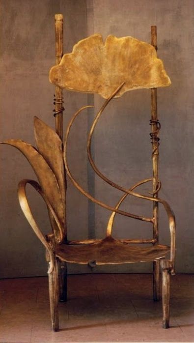 Art Nouveau Ginkgo Leaf Chair Claude Lalanne, Design Art Nouveau, Art Nouveau Furniture, Eero Saarinen, Art Nouveau Design, Funky Furniture, A Chair, Unique Furniture, 인테리어 디자인