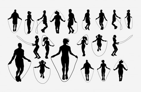 Jump rope training sport silhouette Prem... | Premium Vector #Freepik #vector #people #man #sport #girl Sport Silhouette, Rope Training, Jumping Rope, Fitness Challenges, Vector People, Sports Wall Art, Jump Rope, Pencil Art, Sport Girl