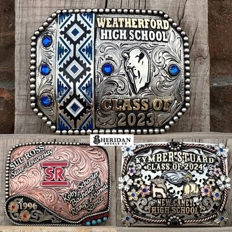 Custom Graduation Belt Buckles Class Belt Buckle, Graduation Belt Buckle, Diy Belt Buckle, Stockshow Outfits, Handmade Trophies, Welding Logo, Cowgirl Belt Buckles, Class Of 2028, High School Rings