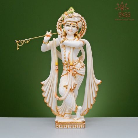 Baby Footprint Crafts, Krishna Idol, Saraswati Statue, Saraswati Devi, Krishna Flute, Footprint Crafts, Decor Sculpture, Hindu Statues, Krishna Statue