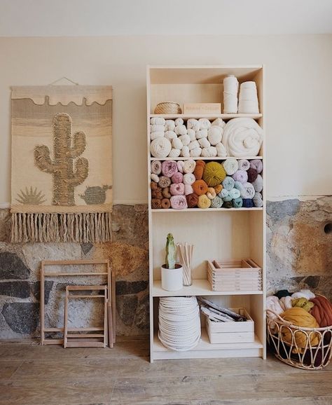 Macrame Studio Space, Macrame Studio, Knitting Room, Textile Studio, Workspace Inspiration, Office Crafts, Craft Room Storage, Craft Room Office, Room Setup