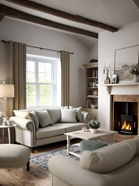 Modern English Country Decor Living Room, Cosy Cottage Living Room English Country, Sanded Floorboards, British Homes Interior, Cosy Cottage Living Room, English Country House Interior, Country Lounge, Country Cottage Living Room, Country Cottage Living