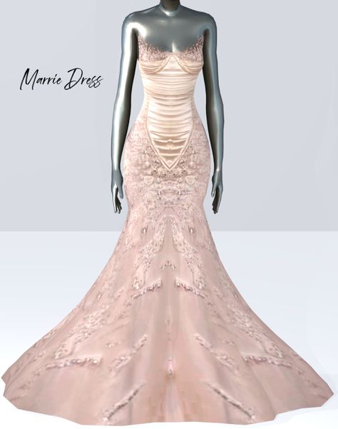 Marrie Dress | Bommie Sims on Patreon The Sims 4 Cc Patreon, Sims 4 Wedding Dress, Sims 4 Cc Patreon, Baddie Dresses, Posh Dresses, Cc Patreon, Sea Dress, Big Dresses, Sims 4 Cc Skin