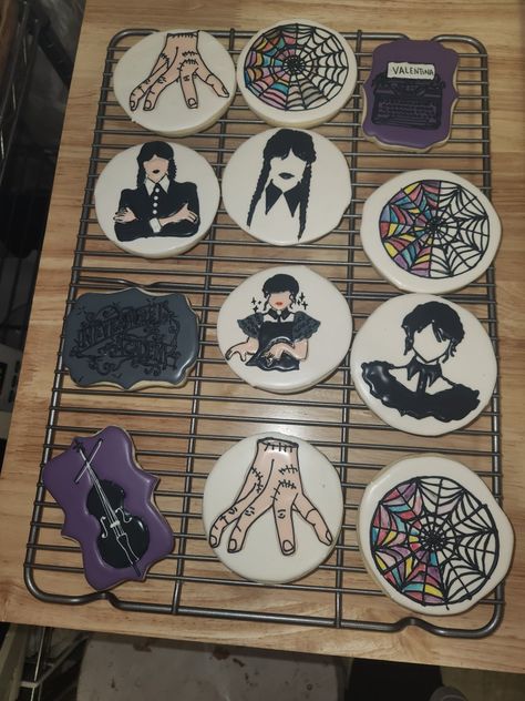 dulcestreats Wednesday Addams Decorated Cookies, Wensday Cookies, Wednesday Addams Cakesicles, Adams Family Cookies Decorated, Wednesday Cookies, Wednesday Addams Cookies, Wednesday Adam’s Cookies, Wednesday Addams Birthday, Wednesday Addams Birthday Party