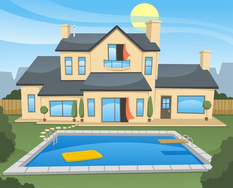 Make Your Recreational Spend Go Further: A Comparison of Swimming Pools vs Boat vs RV Big Houses With Pools, Fiberglass Pool Installation, Latham Pool, Pool Drawing, House Cartoon, Pool Installation, Fiberglass Pools, Big House, House Vector