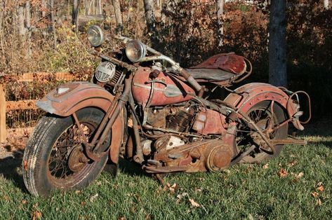 Where Can You Buy Wrecked Motorcycles? Harley Knucklehead, Motorcycle Chopper, Retro Bikes, Motos Vintage, Harley Davidson Knucklehead, Motos Harley, Rat Bike, Vw Vintage, Old Motorcycles