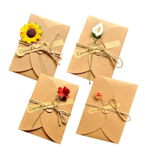 Handmade Greeting Invitation Postcard Envelopes Teachers Day Cards, Handmade Invitation Cards, Flower Invitation Card, Flower Greeting Card, Christmas Season Greetings, Card Design Handmade, Invitation Card Birthday, Material Flowers, Flower Birthday Cards