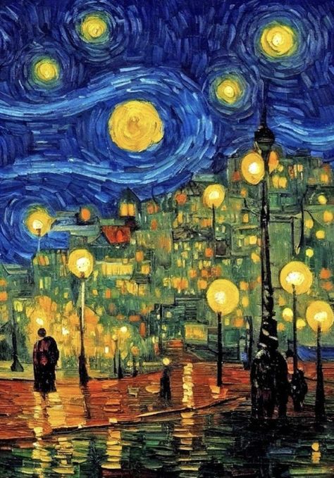 Fauves Painting, فنسنت فان جوخ, Easy Acrylic Painting Ideas, Starry Night Art, Acrylic Painting Ideas, Easy Acrylic Painting, Vincent Van Gogh Art, Canvas For Beginners, Arte Van Gogh