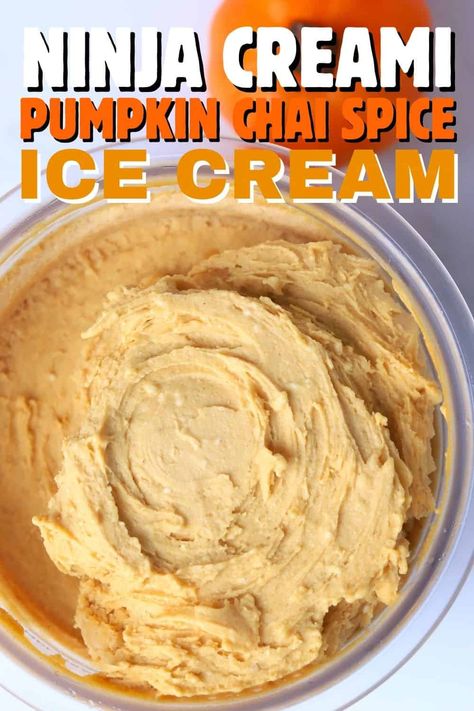 Sugar-Free Pumpkin Spice Chai Ice Cream (Ninja Creami Recipe) Pumpkin Spice Ice Cream Ninja Creami, Ice Cream Ninja Creami, Chai Ice Cream, Ninja Creami Recipe, Pumpkin Spice Chai, Sugar Free Carrot Cake, Pumpkin Spice Ice Cream, Chai Spices, Lavender Ice Cream