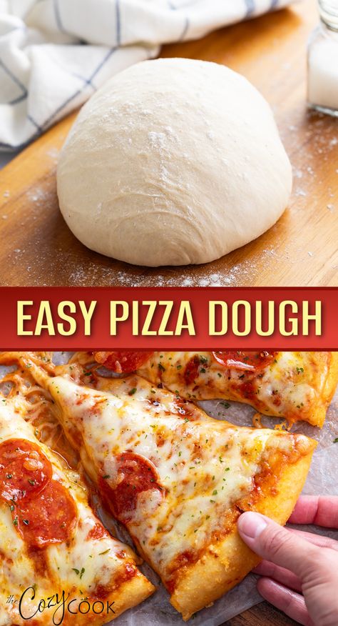 top is pizza dough in a ball, bottom is slice of cooked pizza Make Homemade Pizza, Best Pizza Dough Recipe, Homemade Pizza Crust, Pizza Dough Recipe Easy, Easy Pizza Dough, Best Pizza Dough, Best Homemade Pizza, Easy Homemade Pizza, Pizza Dough Recipe