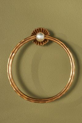 Cristal Towel Ring Mother Of Pearl Bathroom Accessories, Brass Bath Accessories, Brass Bathroom Towel Holder, Brass Hand Towel Holder, Where To Hang Towel Ring In Bathroom, Vintage Bathroom Hardware, Pearl Bathroom Decor, Antique Brass Bathroom Hardware, Shell Bathroom Decor