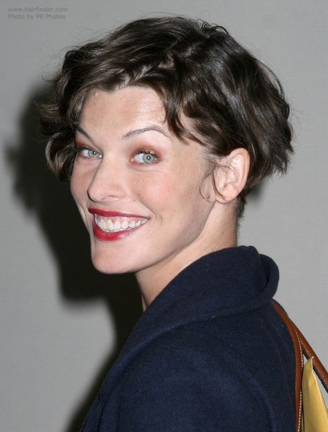 Milla Jovovich | Short hair with tapered back and exposed ear lobes Short Ear Length Hair, Ear Length Hair, Shoulder Length Straight Hair, Cute Bob Haircuts, Fine Straight Hair, Short Hairdos, Milla Jovovich, Round Face Haircuts, Short Black Hairstyles