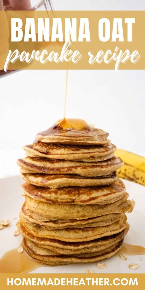 Deliciously easy banana oat blender pancakes - blend ripe bananas and oats for a wholesome breakfast treat that you're sure to love! Oat Blender Pancakes, Oat Banana Pancakes, Oat Pancake Recipe, Pancakes For One, Wholesome Breakfast, Blender Pancakes, Banana Oatmeal Pancakes, Banana Oat Pancakes, Instant Oats