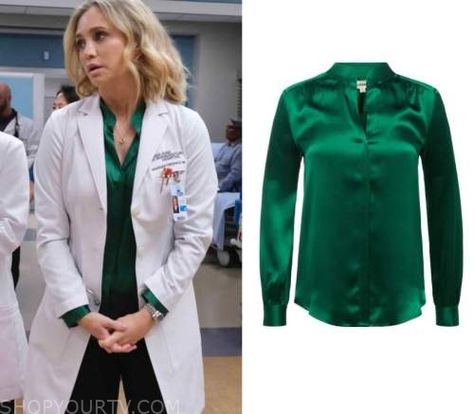 The Good Doctor: Season 6 Episode 6 Green Silk Blouse Lily Silk, Green Silk Blouse, The Good Doctor, Where To Buy Clothes, Good Doctor, Fashion Tv, Green Silk, Silk Blouse, The Good