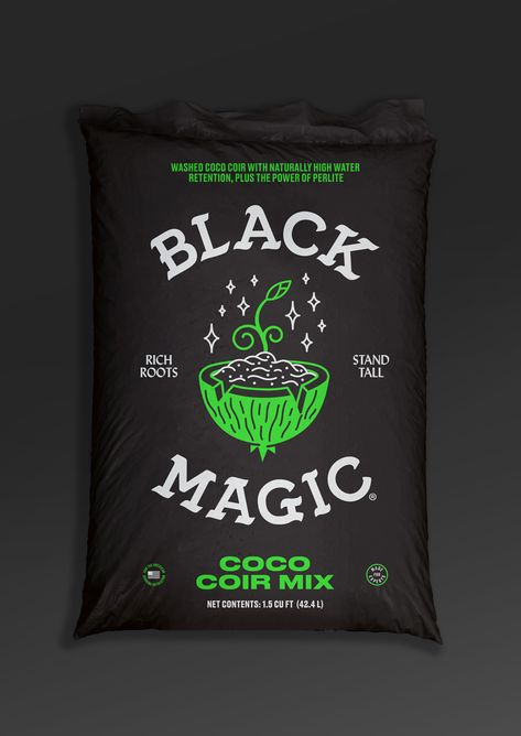 Mother Design — Black Magic Black Roots, Drinks Packaging Design, Hydroponic Growing, Graph Design, Hydroponic Gardening, Creative Packaging, Potting Soil, Packaging Design Inspiration, Packaging Labels