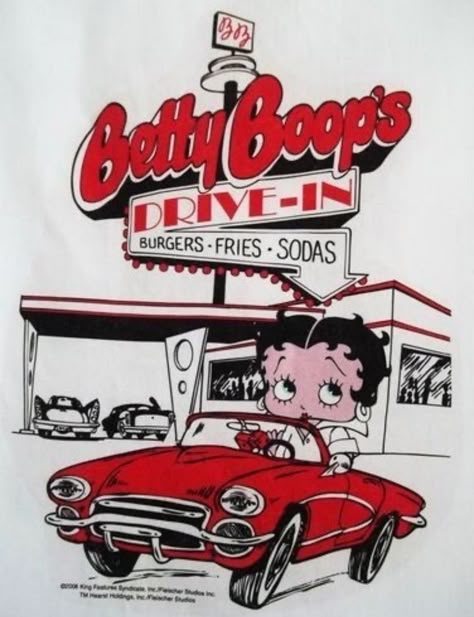 Bowling Shirt, Drive In, Retro Look, Betty Boop, Shirt White, Bowling, Drive, For Sale, Red