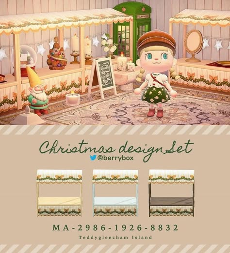 Animal Crossing Christmas Stall, Acnh Winter Stall, Acnh Christmas Stall Design, Acnh Winter Stall Design, Acnh Christmas Stall, Acnh Snow Path Design, Acnh Pattern Codes, Acnh Christmas Path, Acnh Christmas Code