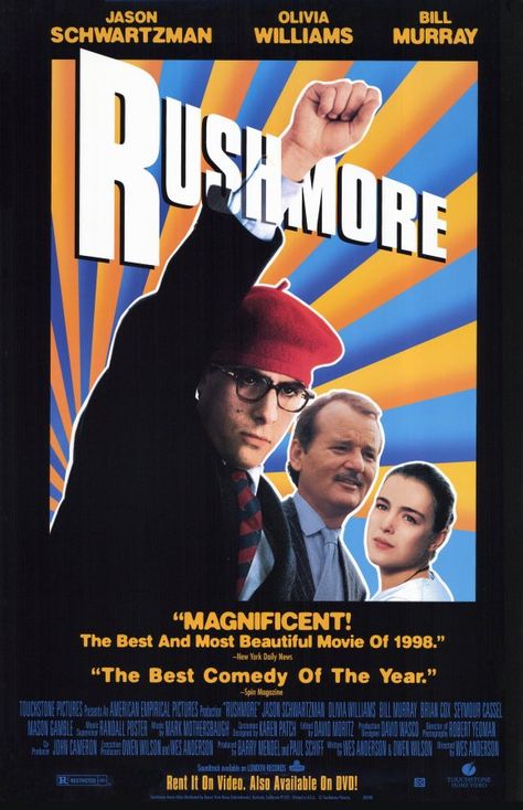 Rushmore. Best 1990s Movies, Rushmore Movie, Mark Mothersbaugh, 1990s Movies, Jason Schwartzman, Spin Magazine, Wes Anderson Films, John Malkovich, Best Movie Posters