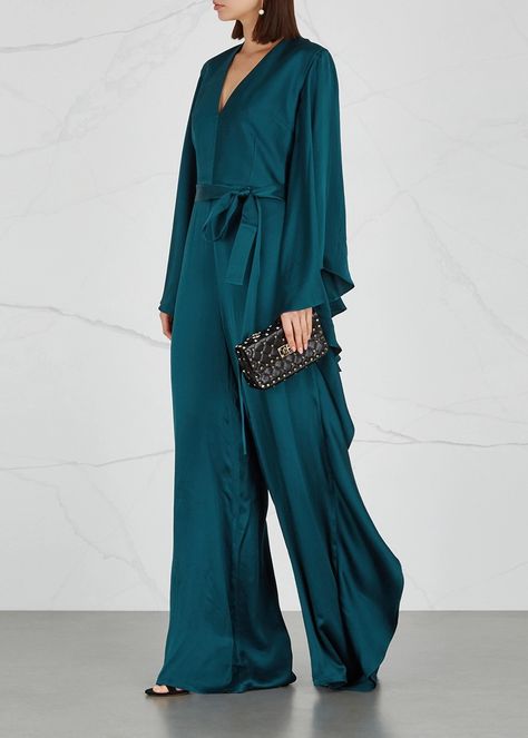 Green Jumpsuit Outfit, Teal Jumpsuit, Silk Jumpsuit, Jumpsuit Outfit, Green Jumpsuit, Harvey Nichols, Teal Green, Net A Porter, Porter