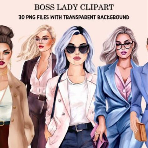 Girl Boss Clipart, Boss Lady PNG Bundle Women In Leadership, Accessories Set, Illustration Girl, Boss Babe, Boss Lady, Png Files, Fashion Illustration, Resolution, Clip Art