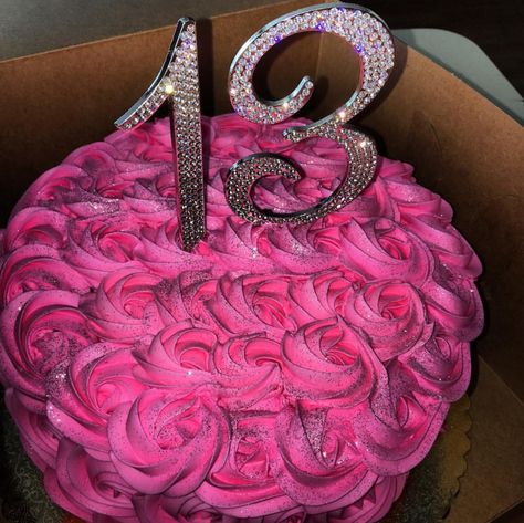 Cake Pretty, 14th Birthday Cakes, 13 Birthday Cake, Aesthetic Cake, Birthday Cakes For Teens, Happy 13th Birthday, Pretty Cake, Cake Aesthetic, Pink Birthday Cakes