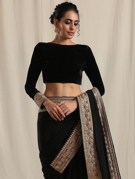 Velvet Blouse Designs Indian, Black Velvet Blouse Design, Velvet Blouse Design, Black Blouse Designs, Black Velvet Blouse, Velvet Saree, Latest Model Blouse Designs, Velvet Blouse, Blouse Designs Indian