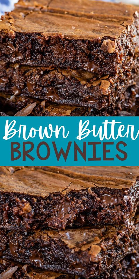 This is the BEST BROWNIE RECIPE in the world - it's fudgy and full of chocolate and brown butter. You will love these brownies. Brown Butter Brownies, Best Brownie Recipe, Brownie Toppings, Homemade Brownies, Best Brownies, Fudgy Brownies, Chocolate Baking, Chocolate Brownies, Brown Butter