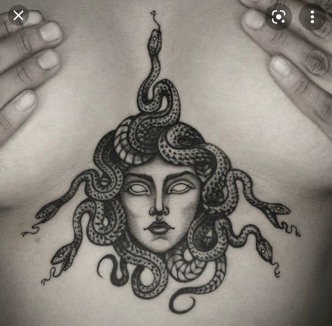 Goddess Medusa, Underboob Tattoo Designs, Catrina Tattoo, Medusa Tattoo Design, Petit Tattoo, Medusa Tattoo, Stomach Tattoos, Sternum Tattoo, Cute Tattoos For Women